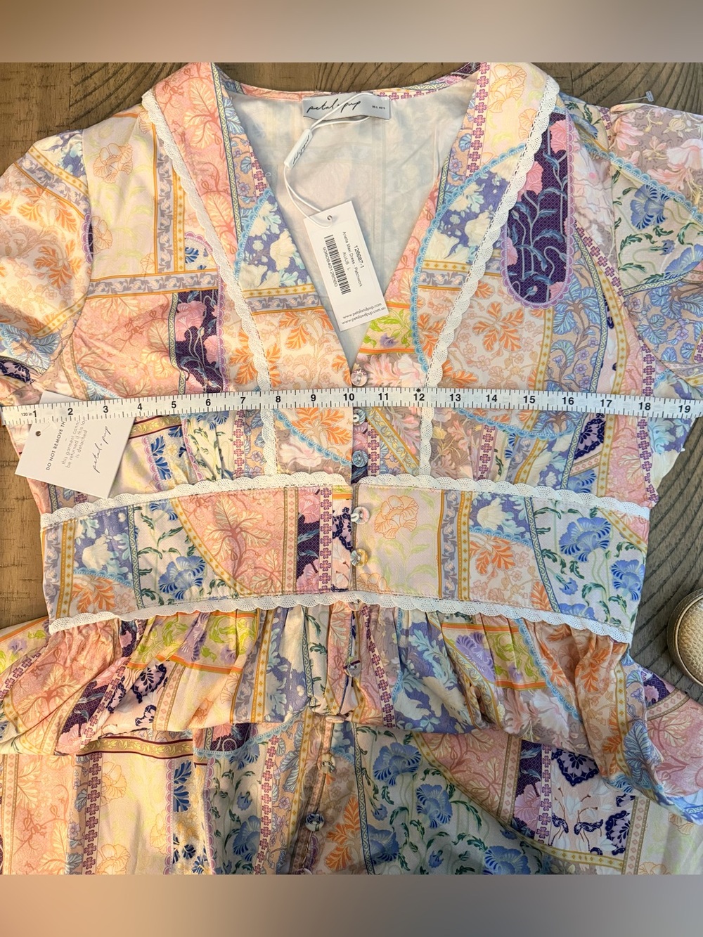 NWT Petal & Pup Ariella Maxi Dress Large Patchwork Boho Floral Cottagecore - Picture 10 of 10